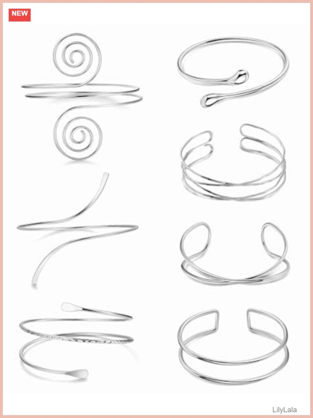 7Pc Upper Arm Cuff Bracelet Set Adjustable Open Armlet Minimalist